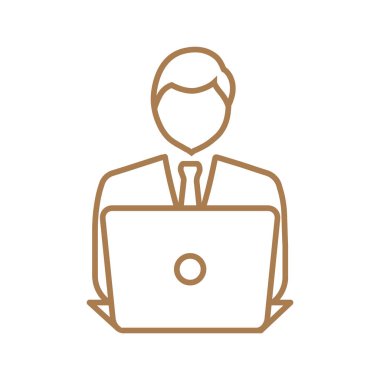 dizüstü bilgisayar simgesi olan işadamı