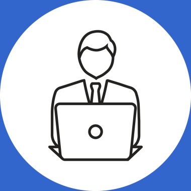 dizüstü bilgisayar simgesi olan işadamı