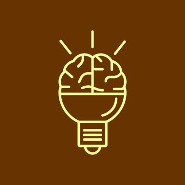 Beyin fikir simgesi düz.
