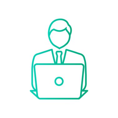 dizüstü bilgisayar simgesi olan işadamı