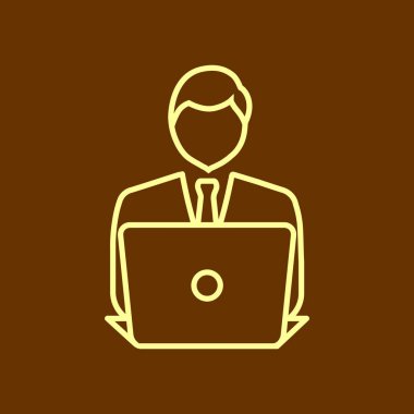 dizüstü bilgisayar simgesi olan işadamı