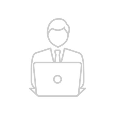 dizüstü bilgisayar simgesi olan işadamı