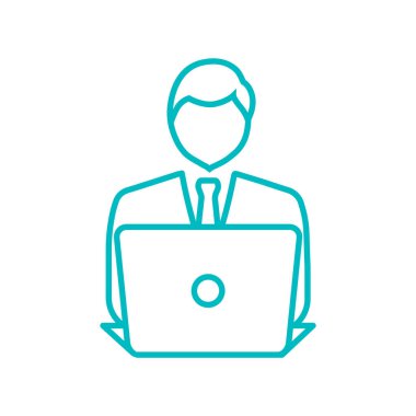 dizüstü bilgisayar simgesi olan işadamı