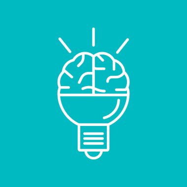 Beyin fikir simgesi düz.