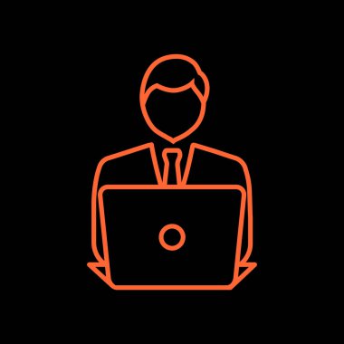 dizüstü bilgisayar simgesi olan işadamı