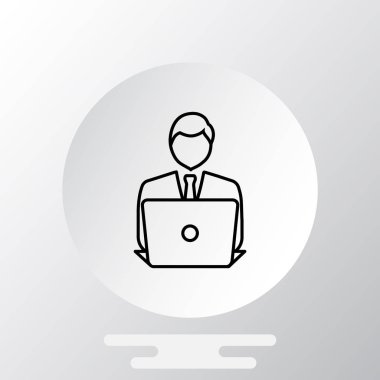 dizüstü bilgisayar simgesi olan işadamı