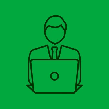 dizüstü bilgisayar simgesi olan işadamı