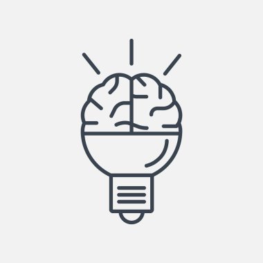 Beyin fikir simgesi düz.