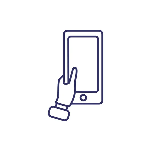 Hand holding smartphone icon — Stock Vector