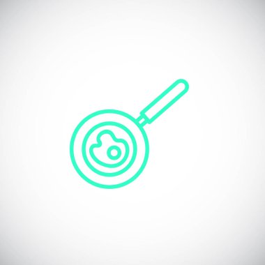 çırpılmış yumurta düz simgesi, vektör, illüstrasyon ile kızartma tavası