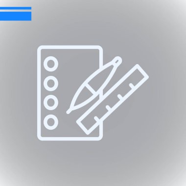 cetvel ve kalem düz kutsal kişilerin resmi, vektör, illüstrasyon ile defter