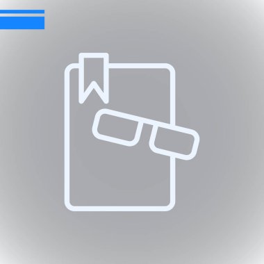 Kitap gözlük düz simgesi, vektör, illüstrasyon