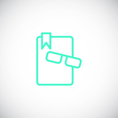 Kitap gözlük düz simgesi, vektör, illüstrasyon