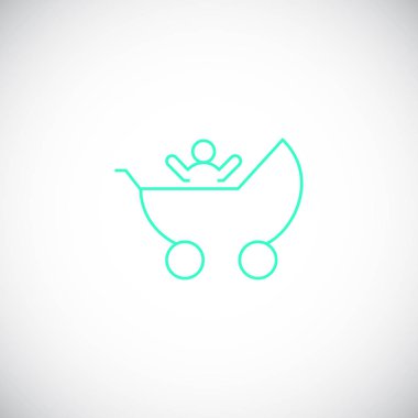 bebek arabası düz simgesi, vektör, illüstrasyon