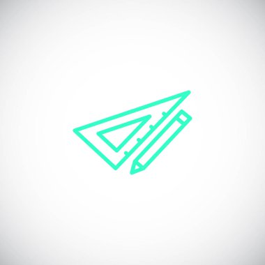 düz cetvel ve kalem simgesi, vektör, illüstrasyon