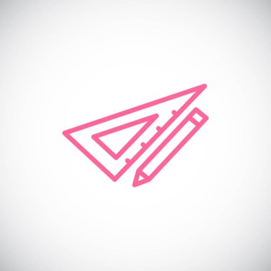 düz cetvel ve kalem simgesi, vektör, illüstrasyon