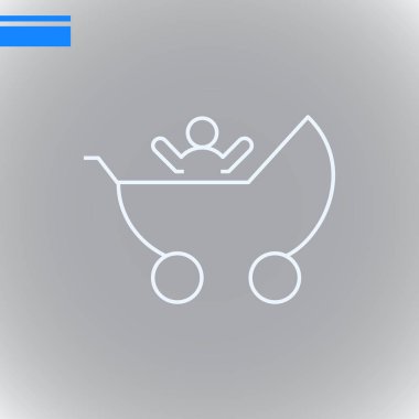 bebek arabası düz simgesi, vektör, illüstrasyon