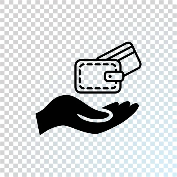 Plånbok Med Kreditkort Platta Handikonen Vektor Illustration — Stock vektor