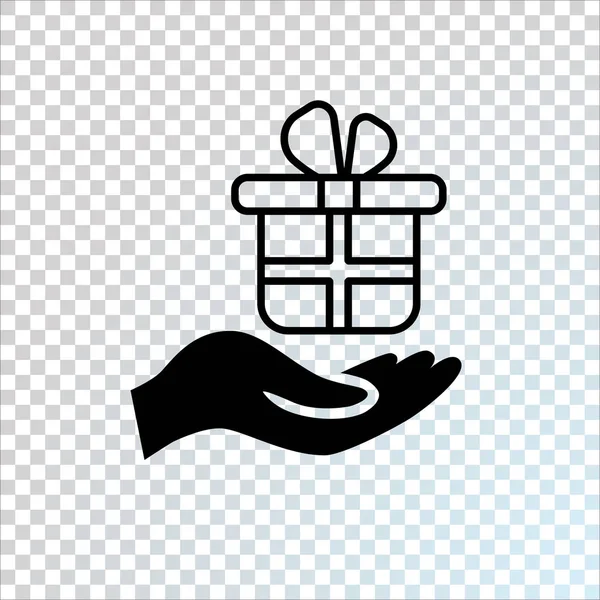 手与礼品盒平面图标 — 图库矢量图片