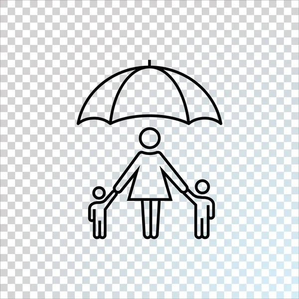 Família sob ícone guarda-chuva —  Vetores de Stock