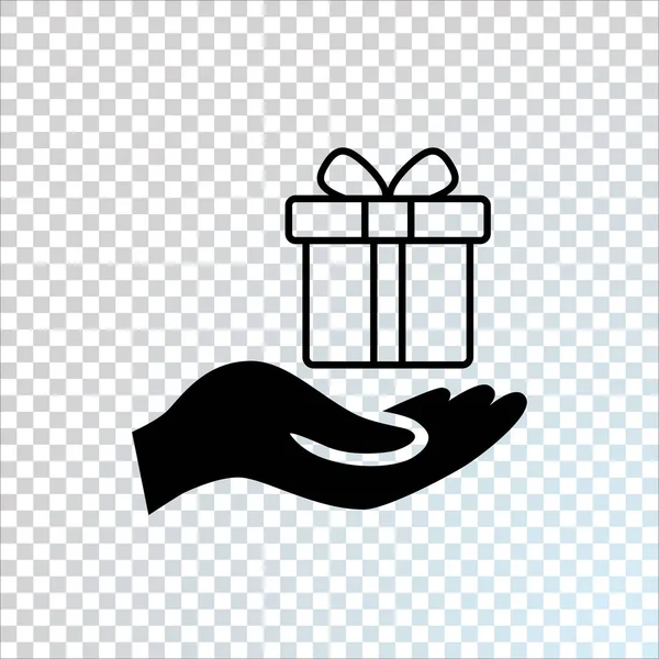 Mano Con Caja Regalo Icono Plano Vector Ilustración — Archivo Imágenes Vectoriales