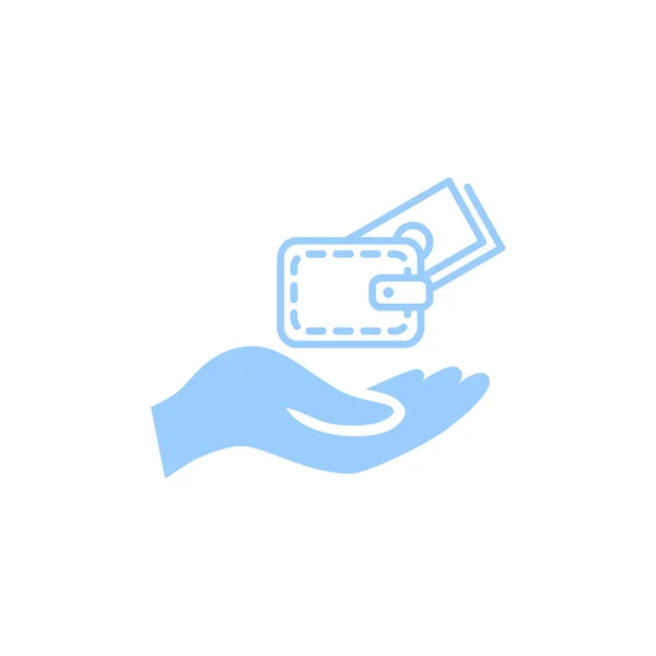 Brieftasche Mit Geld Auf Der Hand Flaches Symbol Vektor Illustration — Stockvektor