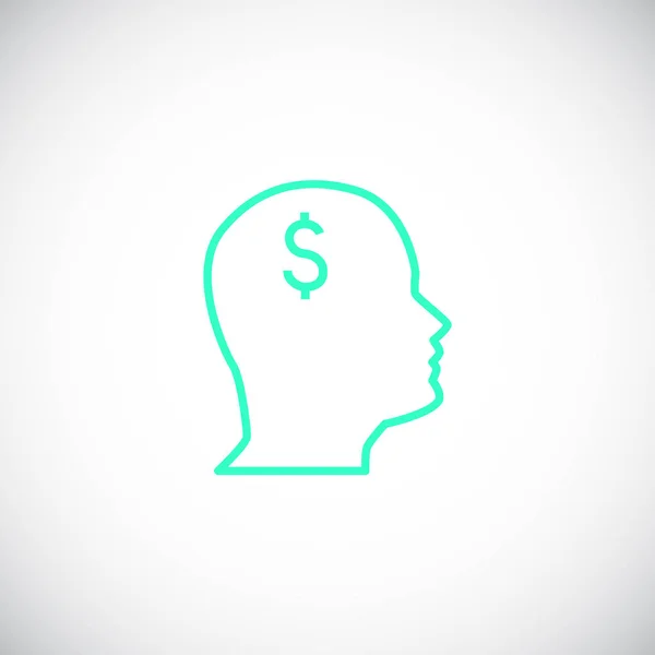 Signo de dólar en el icono de cabeza — Vector de stock