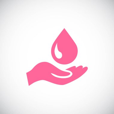 el ile su damla düz simgesi, vektör, illüstrasyon