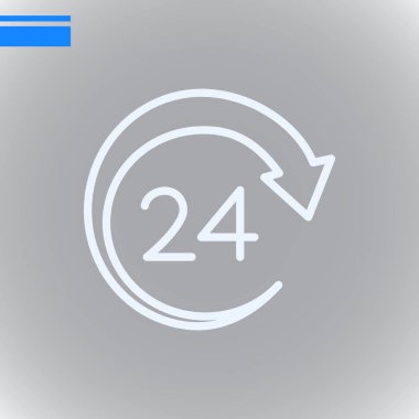 24 saat servis düz simgesi, vektör, illüstrasyon