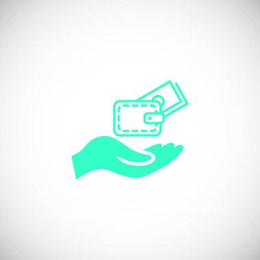 m-cüzdan para el düz simgesi, vektör, illüstrasyon ile