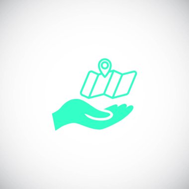 el harita düz simgesi, vektör, illüstrasyon