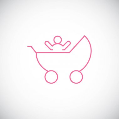 bebek arabası düz simgesi, vektör, illüstrasyon