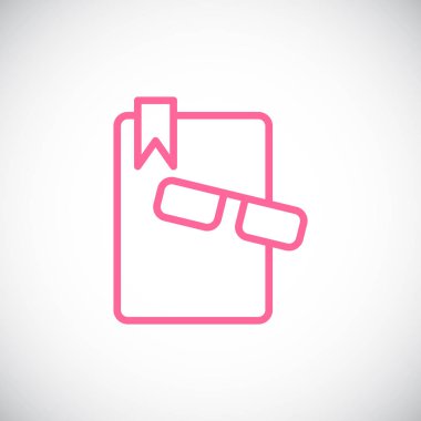 Kitap gözlük düz simgesi, vektör, illüstrasyon