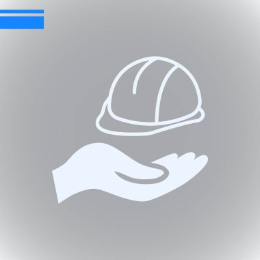 el Emanet kask düz simgesi, vektör, illüstrasyon