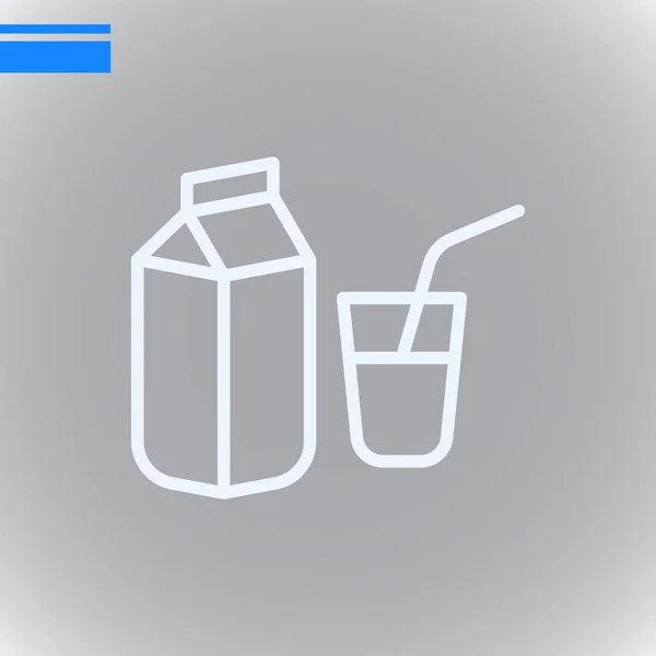 Пакет Молока Стеклянной Плоской Иконкой Вектор Иллюстрация — стоковый вектор