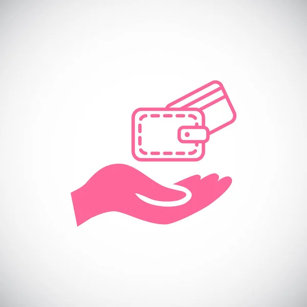钱包与信用卡在手平面图标 — 图库矢量图片