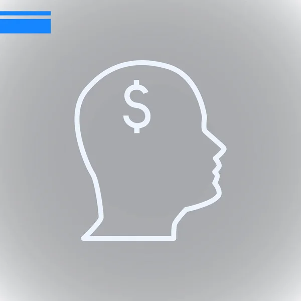 Znak dolara w głowa ikona — Wektor stockowy