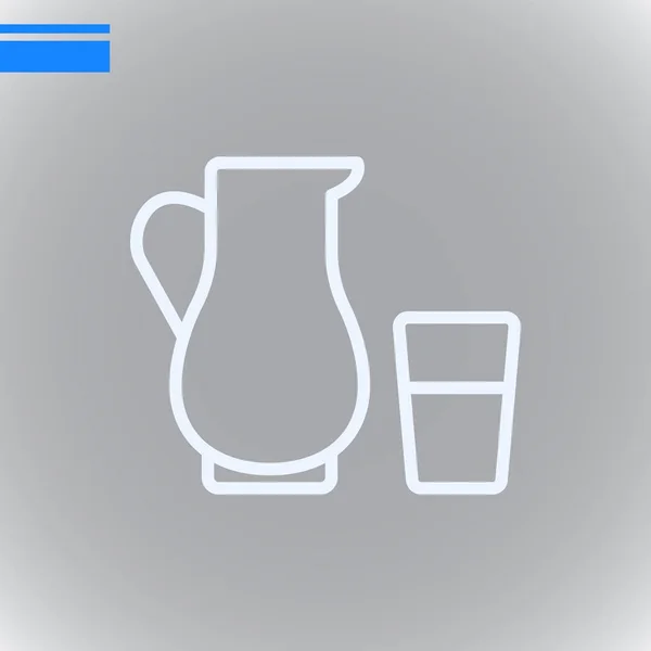 Κανάτα Και Ποτήρι Γάλα Επίπεδη Εικονίδιο Διάνυσμα Εικονογράφηση — Διανυσματικό Αρχείο