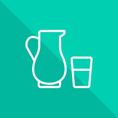 Sürahi ve bardak, satırı simgesi turuncu ile çapraz kare üzerinde