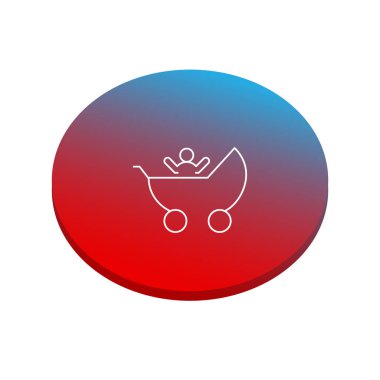 Çocuk arabası düz simgesi, vektör çizim