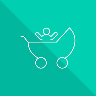 Çocuk arabası düz simgesi, vektör çizim