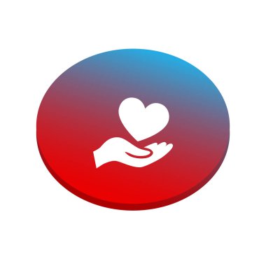 Kalp ikonu olan el, vektör illüstrasyonu 