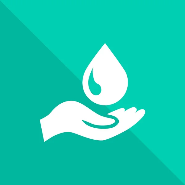 Hand Water Drop Flat Icon Vector Illustration — Stock Vector
