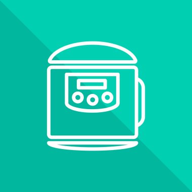 Turuncu ile çapraz kare üzerinde multicooker, satırı simgesi