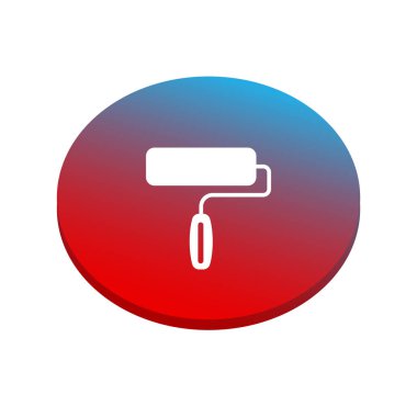 Silindir ressam illüstrasyon kırmızı ve mavi arka plan üzerinde.