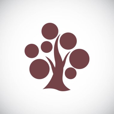 Ayurveda ağaç illüstrasyon gri köşe beyaz zemin üzerine.