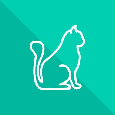 kedi yassı simgesi, vektör illüstrasyonu