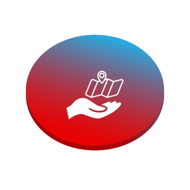 el harita düz simgesi, vektör, illüstrasyon