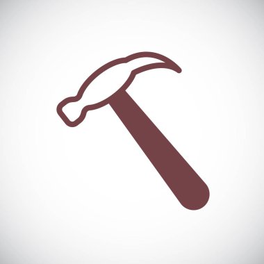 Gri köşeli beyaz arka plan üzerinde çekiç illüstrasyon.
