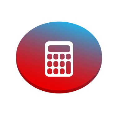 Hesap makinesi illüstrasyon kırmızı ve mavi arka plan üzerinde.